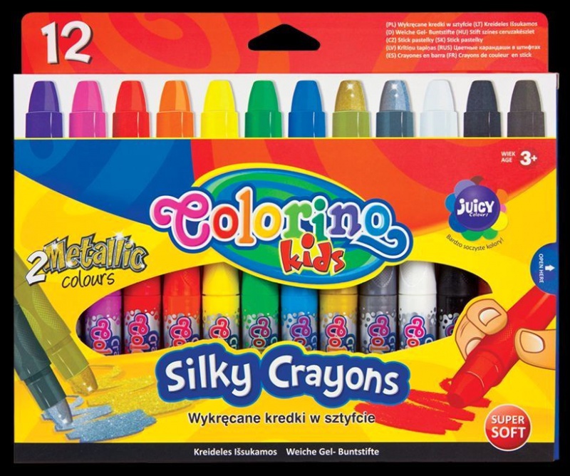 Kredki świecowe żelowe 12 kol. Colorino Kids, Plastyka, Artykuły szkolne