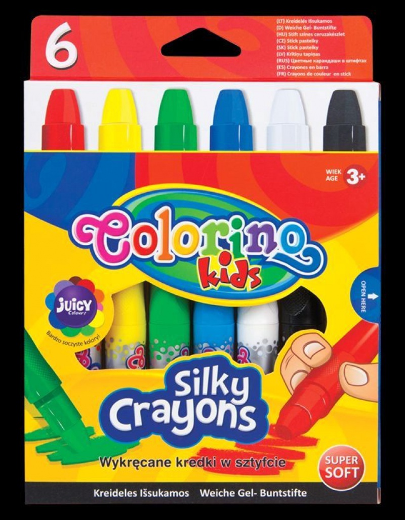Kredki świecowe żelowe 6 kol. Colorino Kids, Plastyka, Artykuły szkolne