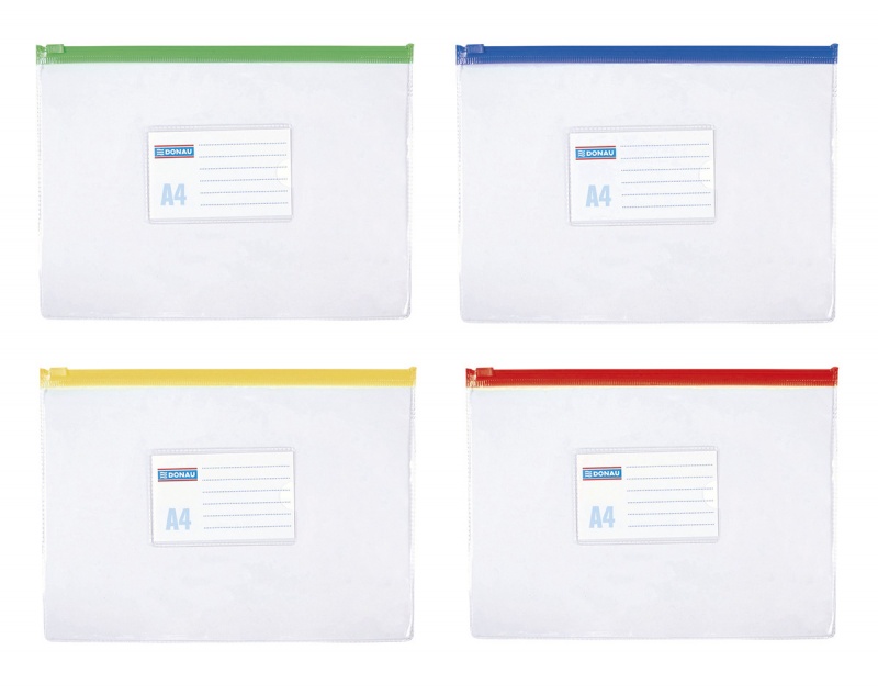 Torebka z suwakiem DONAU, PVC, A4, transparentna, Torebki, Archiwizacja dokument&oacute;w