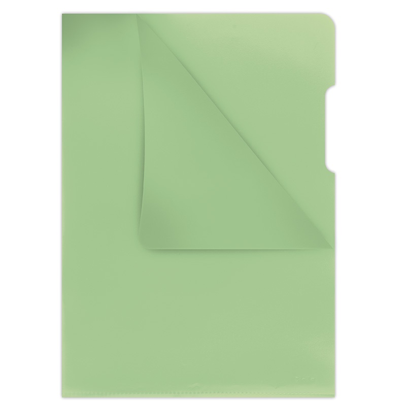 L-Shaped Pockets DONAU, type L, PP, A4, cristal, 180 micron, green
