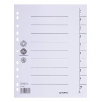 Dividers DONAU, cardboard, A4, 235x300mm, 1-10, 10 sheets, white