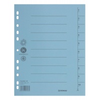 Dividers DONAU, cardboard, A4, 235x300mm, 1-10, 10 sheets, blue