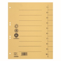 Dividers DONAU, cardboard, A4, 235x300mm, 1-10, 10 sheets, yellow