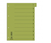 Dividers DONAU, cardboard, A4, 235x300mm, 0-9, 10 multipunched sheets, green, Cardboard dividers, Document archiving