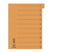 Przekładka DONAU, karton, A4, 235x300mm, 0-9, 1 karta z perforacją, pomarańczowa, Przekładki kartonowe, Archiwizacja dokumentów