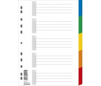 Dividers DONAU, PP, A4, 225x297mm, 5+1 sheets, assorted colours