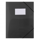 Teczka z gumką DONAU, PP, A4, 480mikr., 3-skrz., półtransparentna czarna, Teczki płaskie, Archiwizacja dokumentów