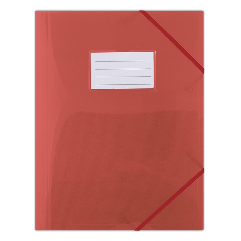 Elasticated File PP A4 480 micron 3 flaps transparent red
