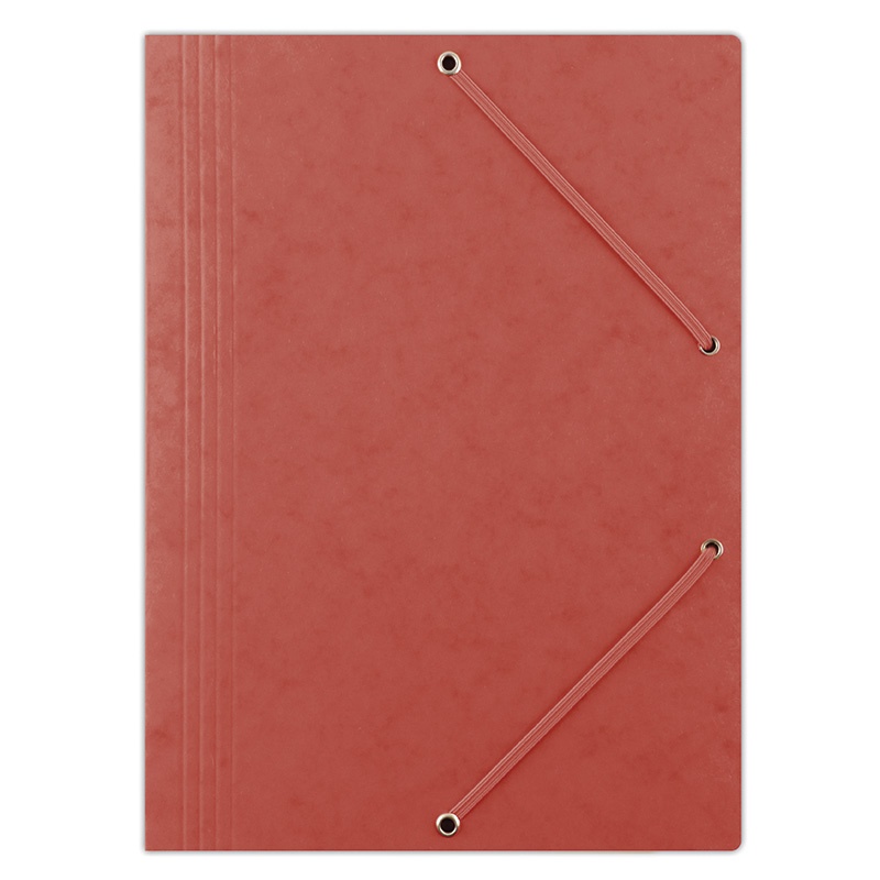 Elasticated File DONAU, pressed board, A4, 390gsm, 3 flaps, red
