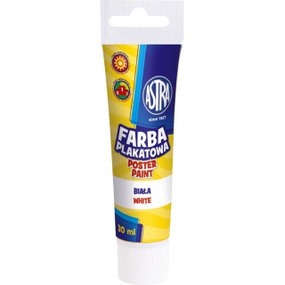 Farba plakatowa Astra tuba 30 ml - biała, Plastyka, Artykuły szkolne
