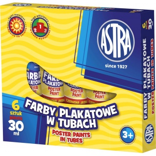 Farba plakatowa Astra tuba 30 ml - biała, Plastyka, Artykuły szkolne