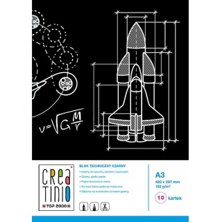 BLOK TECHNICZNY CREATINIO, CZARNY A4 10K 160G, Bloki, Artykuły szkolne
