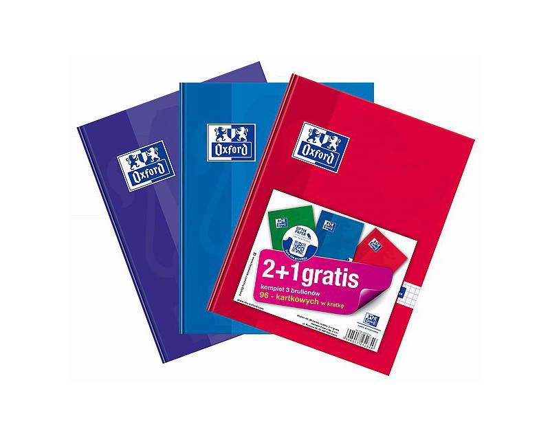 BRULION A5 96K KRATKA, TWARDA OPRAWA OXFORD, 2+1 GRATIS, Zeszyty, Artykuły szkolne