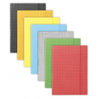 Teczka z gumką DONAU, karton, A4, 400gsm, 3-skrz., żółta w kratę, Teczki płaskie, Archiwizacja dokumentów