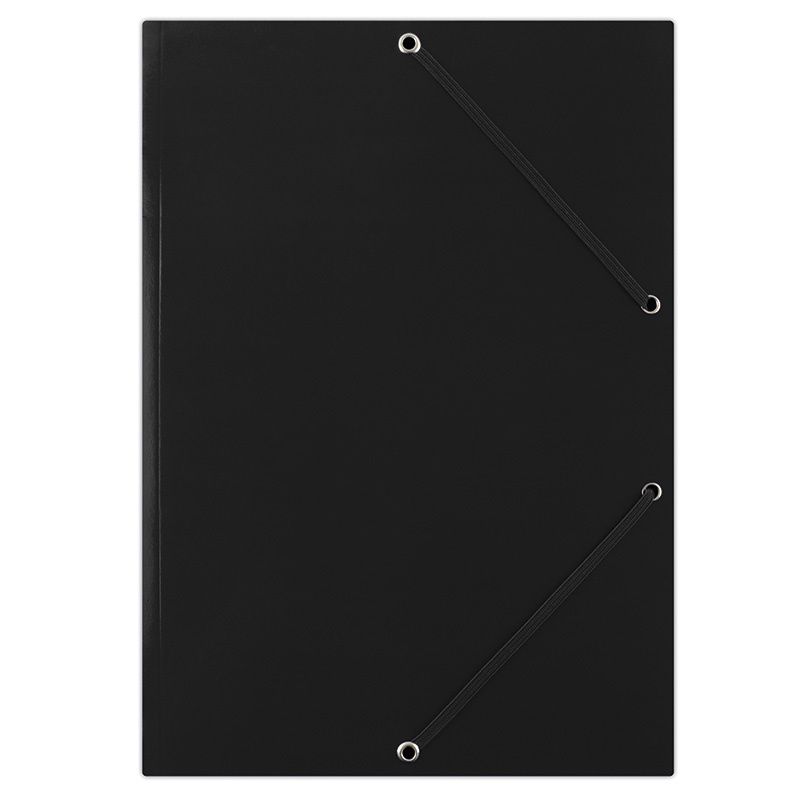 Elasticated File DONAU, cardboard, A4, 400gsm, 3 flaps, black