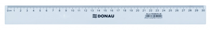 Linijka DONAU, 30cm, transparentna, Linijki, ekierki, kątomierze, Artykuły do pisania i korygowania