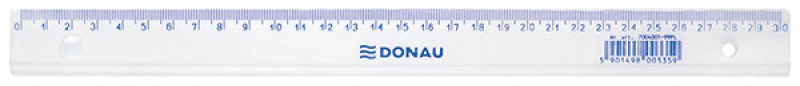 Linijka DONAU, 30cm, zawieszka, transparentna, Linijki, ekierki, kątomierze, Artykuły do pisania i korygowania