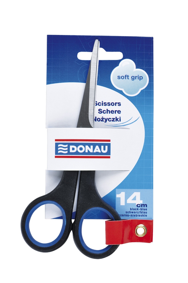 Office Scissors DONAU Soft Grip, 14cm, blue