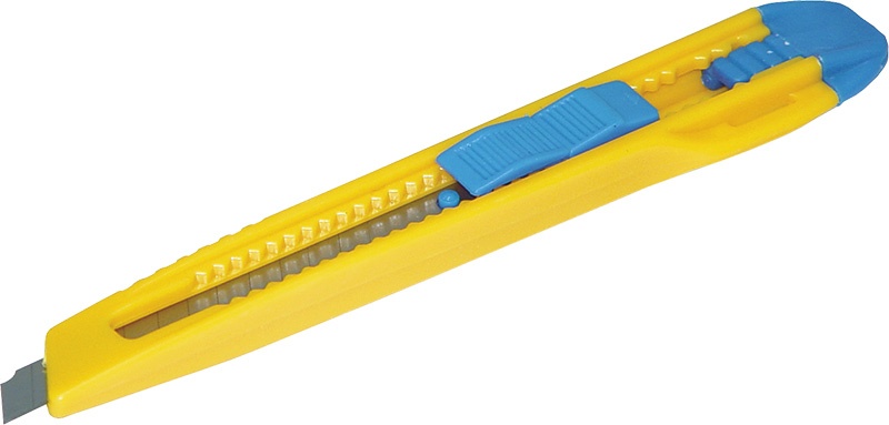 Office Cutter Knife DONAU, 9mm, plastic, with brakes, blue-yellow