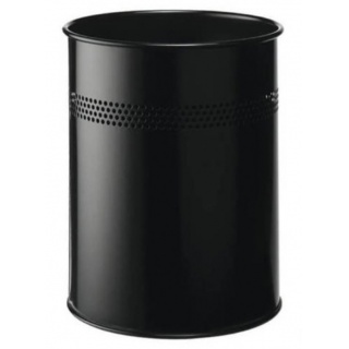 Kosz na śmieci, 15l, z perforacją, czarny, Kosze metal, Wyposażenie biura
