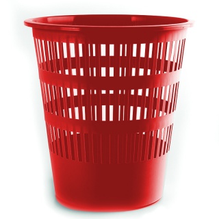 Kosz na śmieci, ażurowy, PP, 12L, DONAU czerwony, Kosze plastik, Wyposażenie biura