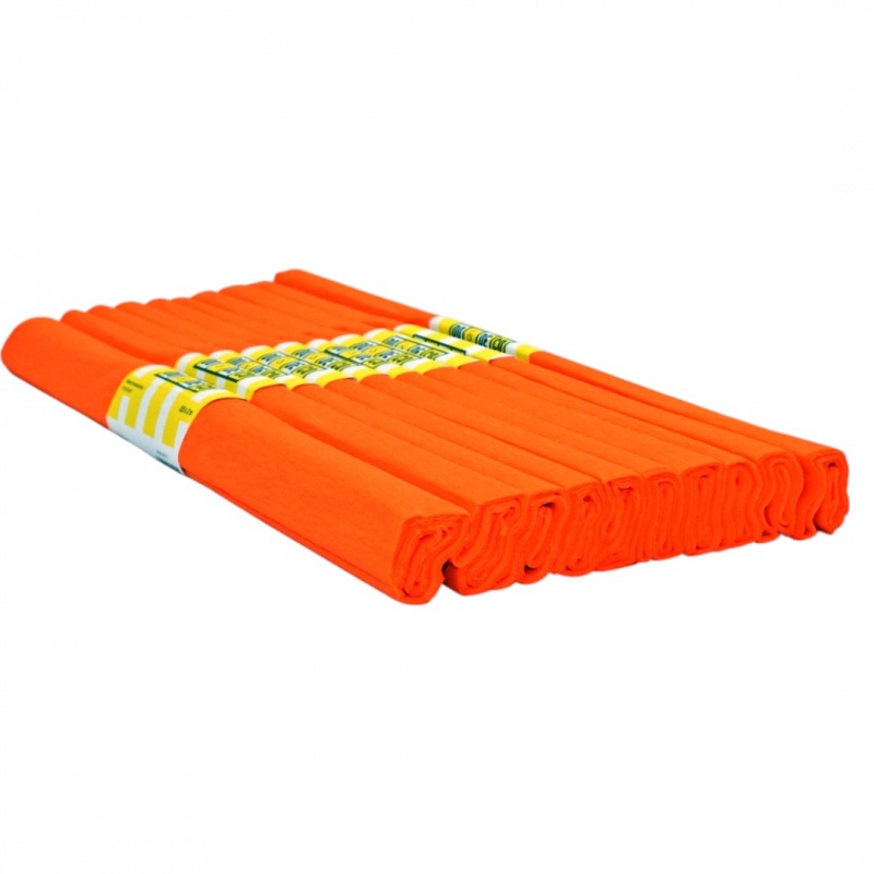 BIBUŁA MARSZCZONA 50x200cm POMARAŃCZOWA 10szt, Bibuła, krepina, Plastyka