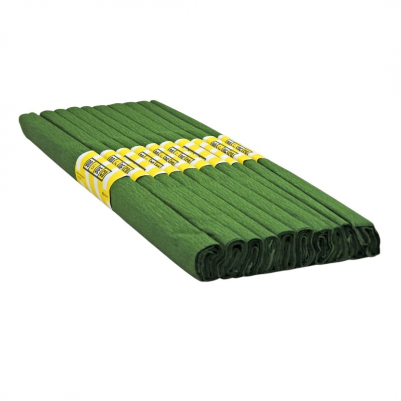 BIBUŁA MARSZCZONA 50x200cm ZGNIŁOZIELONA 10szt, Bibuła, krepina, Plastyka