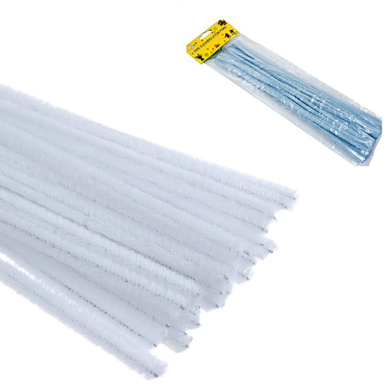 DRUCIKI DEKORACYJNE METALIZOWANE 30szt BIAŁE, Druciki, Art. kreatywne