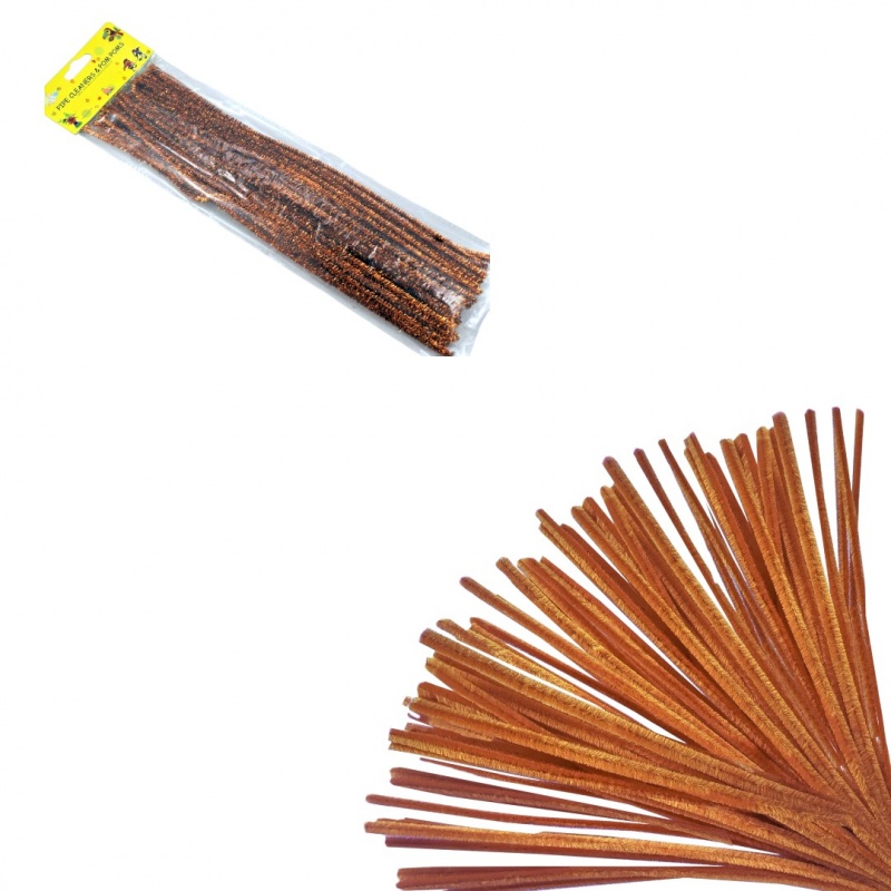 DRUCIKI DEKORACYJNE METALIZOWANE 30szt MIEDZIANE, Druciki, Art. kreatywne