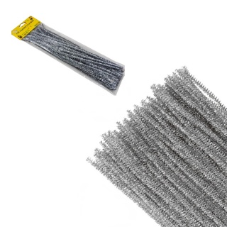 DRUCIKI DEKORACYJNE METALIZOWANE 30szt SREBRNE, Druciki, Art. kreatywne