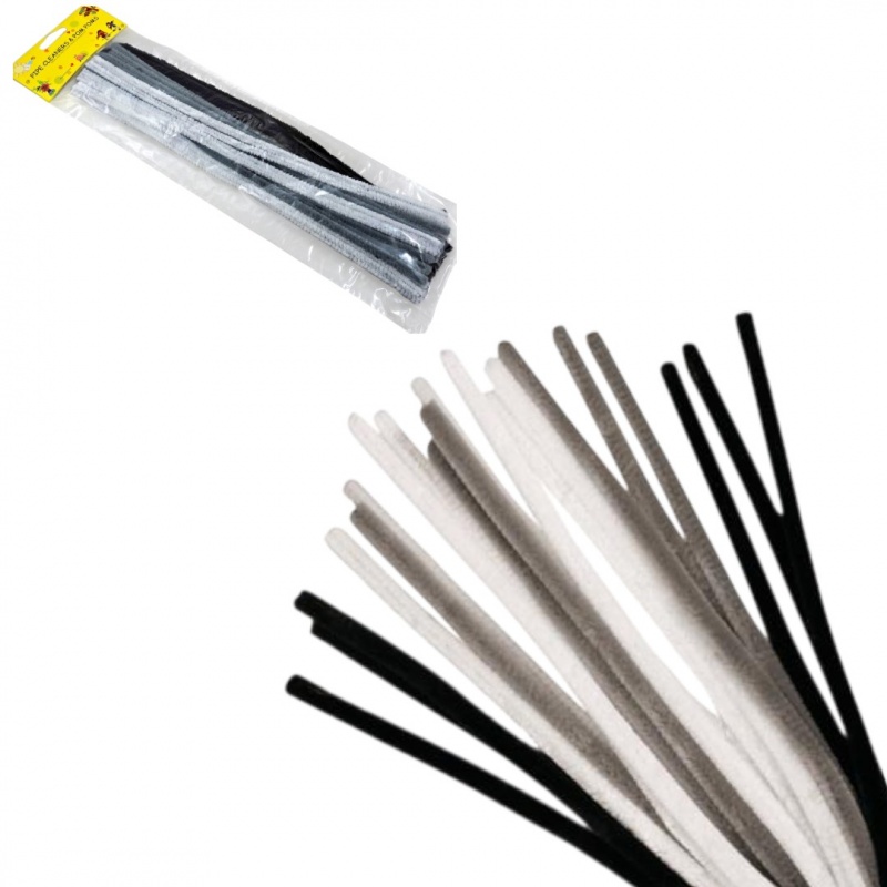 DRUCIKI KREATYWNE 30szt ODCIENIE SZARY, Druciki, Art. kreatywne