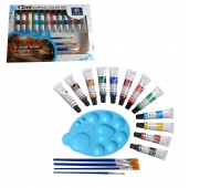 FARBY AKRYLOWE 12 KOLOR&Oacute;W 12ml + 4 PĘDZLE