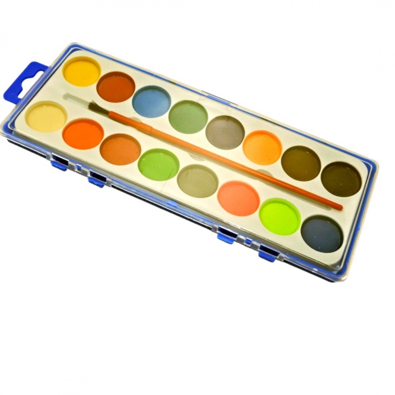 FARBY AKWARELOWE 12 KOLOR&Oacute;W 28mm KASETA, Farby, Plastyka