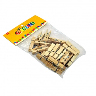 KLAMERKI GRUBE NATURALNE 36szt, Patyczki, klamerki, Art. kreatywne