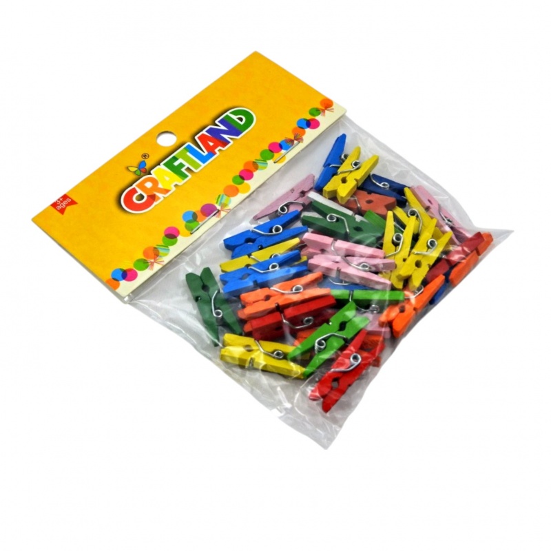 KLAMERKI MAŁE KOLOR 40szt, Patyczki, klamerki, Art. kreatywne