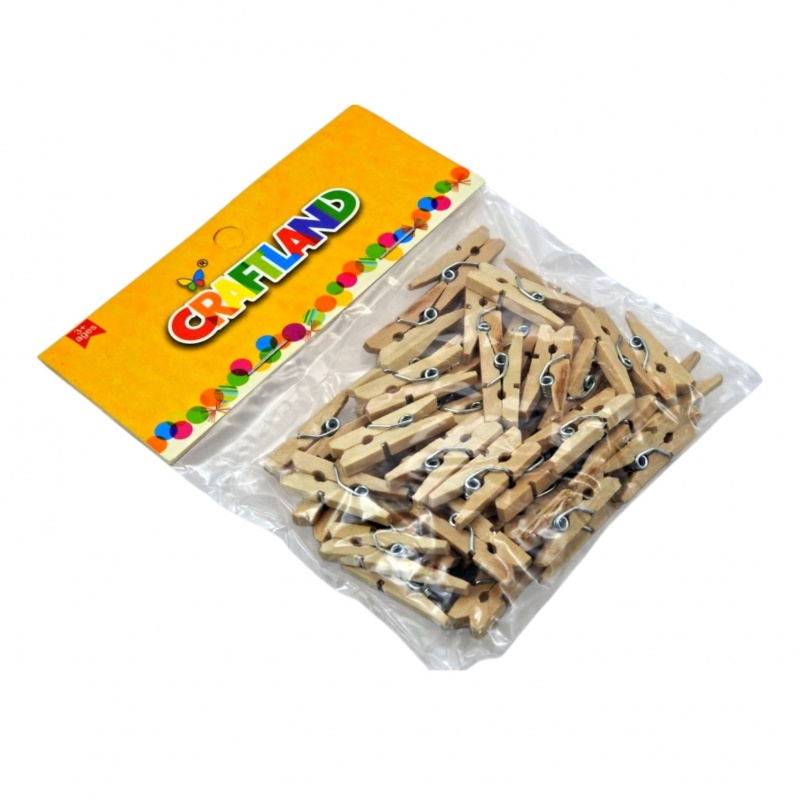 KLAMERKI MAŁE NATURALNE 48szt, Patyczki, klamerki, Art. kreatywne