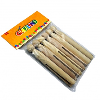 KLAMERKI OKRĄGŁE DREWNIANE 10cm 6szt, Patyczki, klamerki, Art. kreatywne