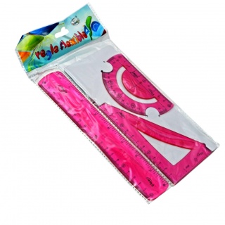 KOMPLET GEOMETRYCZNY ELASTYCZNY, Linijki, ekierki, kątomierze, Art. kreślarskie