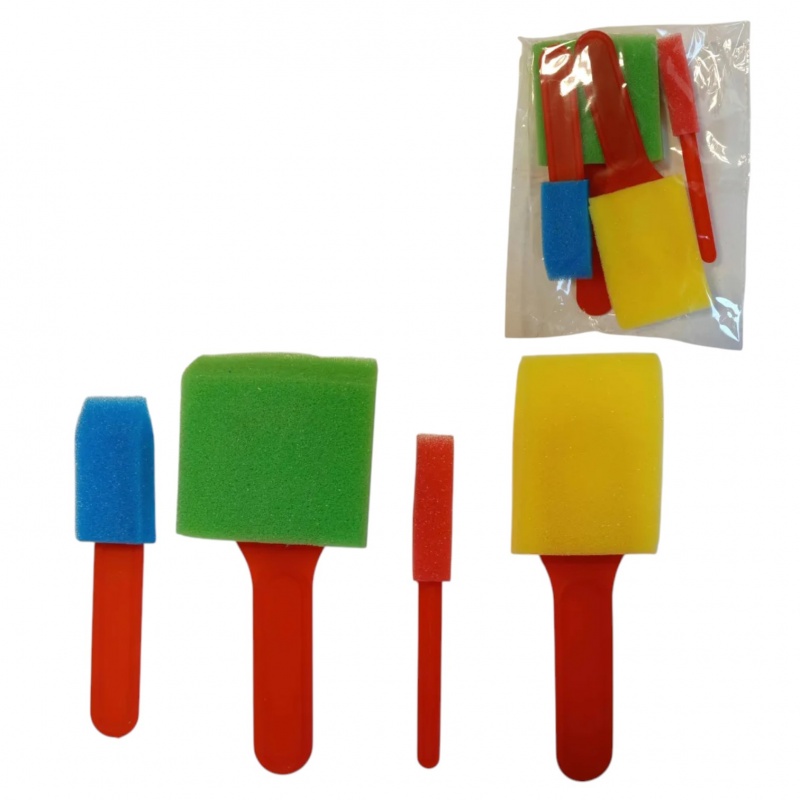 PĘDZLE GĄBKA 4szt, Pędzle, Plastyka