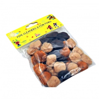 POMPONY 2,5cm 30szt ODCIENIE BRĄZU LE19-03, Pompony, Art. kreatywne