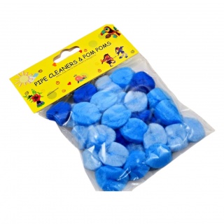 POMPONY 2,5cm 30szt ODCIENIE NIEBIESKIEGO LE19-03, Pompony, Art. kreatywne