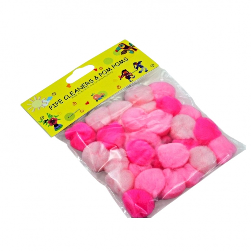 POMPONY 2,5cm 30szt ODCIENIE R&Oacute;ŻU LE19-03, Pompony, Art. kreatywne