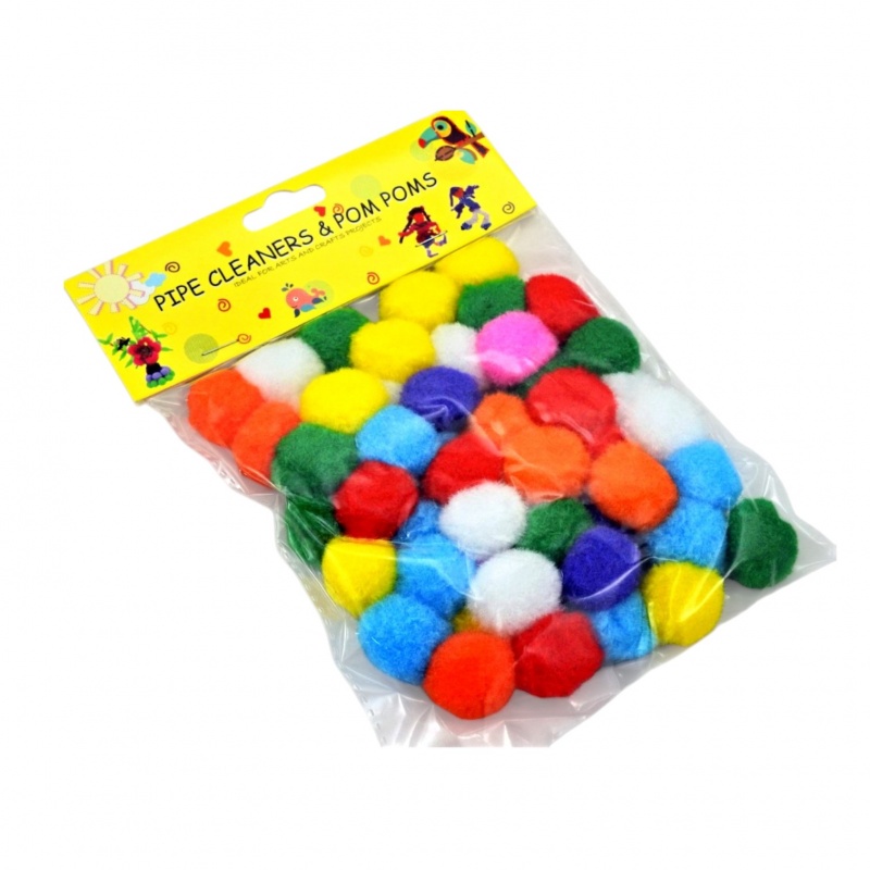 POMPONY 2,5cm 50szt MIX KOLOR&Oacute;W LE19-02, Pompony, Art. kreatywne