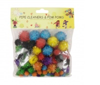 POMPONY BROKATOWE MIX KOLOR&Oacute;W ROZMIAR&Oacute;W 78szt, Pompony, Art. kreatywne