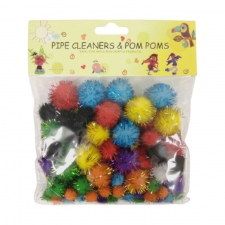 POMPONY BROKATOWE MIX KOLOR&Oacute;W ROZMIAR&Oacute;W 78szt, Pompony, Art. kreatywne