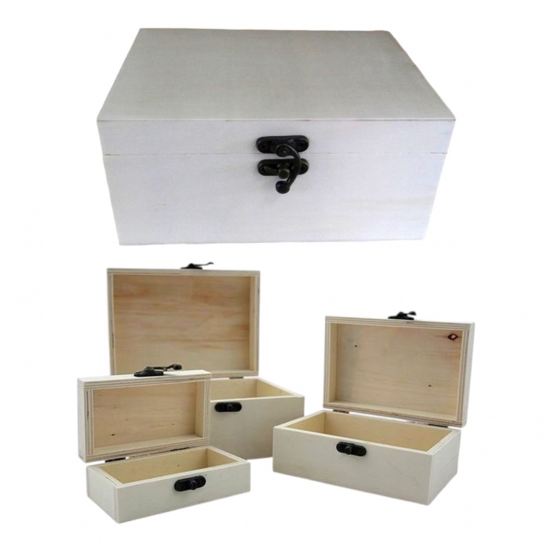 PUDEŁKA DREWNIANE KOMPLET 3szt 31-01, Drewno, sklejka, Art. kreatywne