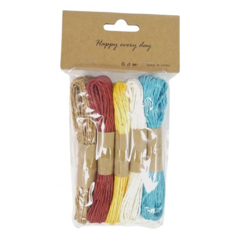 SZNUREK PAPIEROWY 5 KOLOR&Oacute;W, Sznurki, nici, rzemyki, Art. dekoracyjne i prezentowe