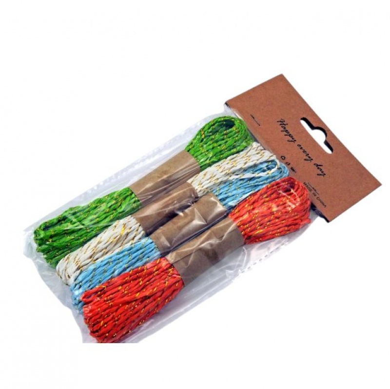 SZNUREK PAPIEROWY BROKAT 4 KOLORY, Sznurki, nici, rzemyki, Art. dekoracyjne i prezentowe
