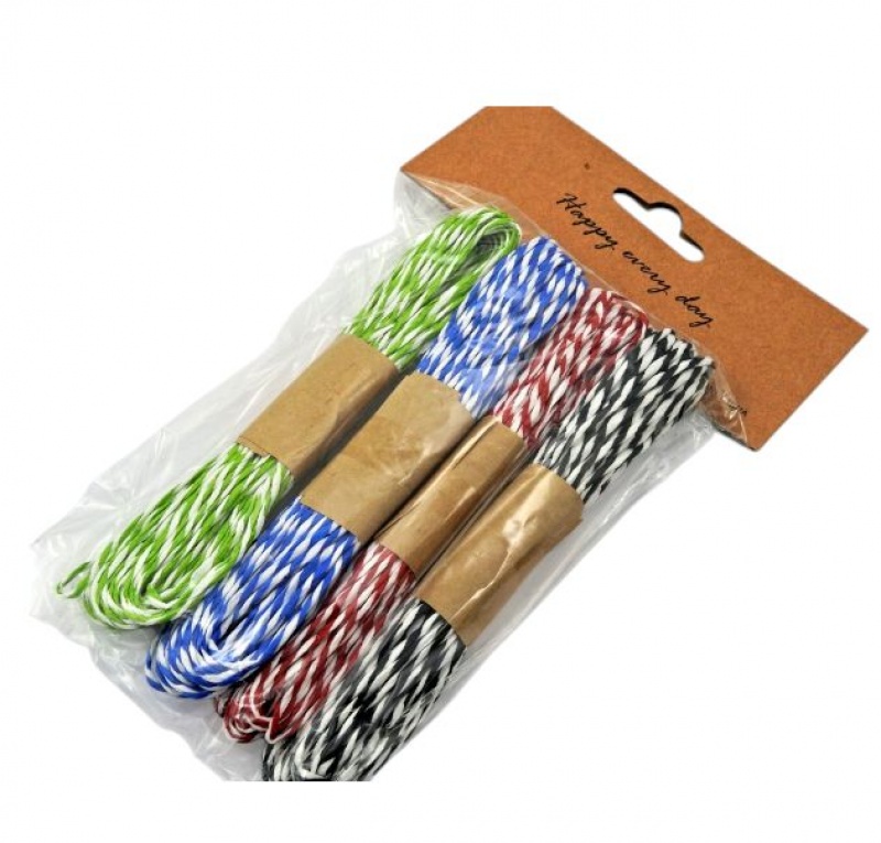 SZNUREK PAPIEROWY PASKI 4 KOLORY, Sznurki, nici, rzemyki, Art. dekoracyjne i prezentowe