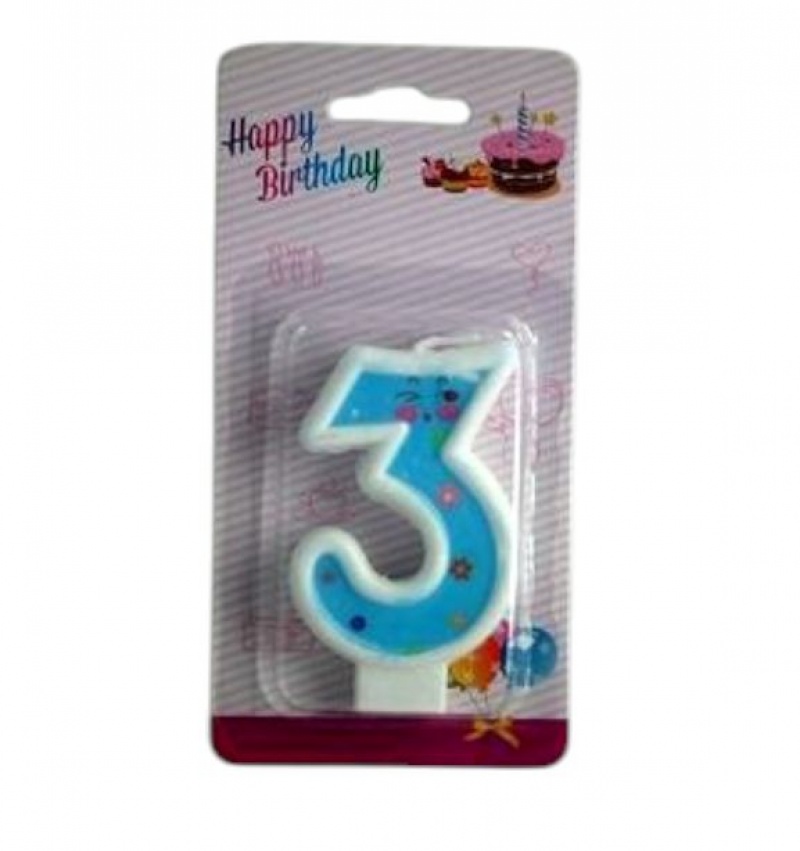 ŚWIECZKI CYFERKI "3", Świeczki, fontanny, Art. na okazje i przyjęcia